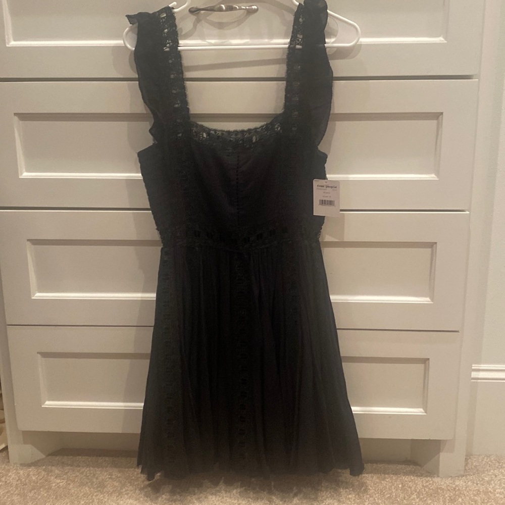 NWT Free People black cotton mini dress size M